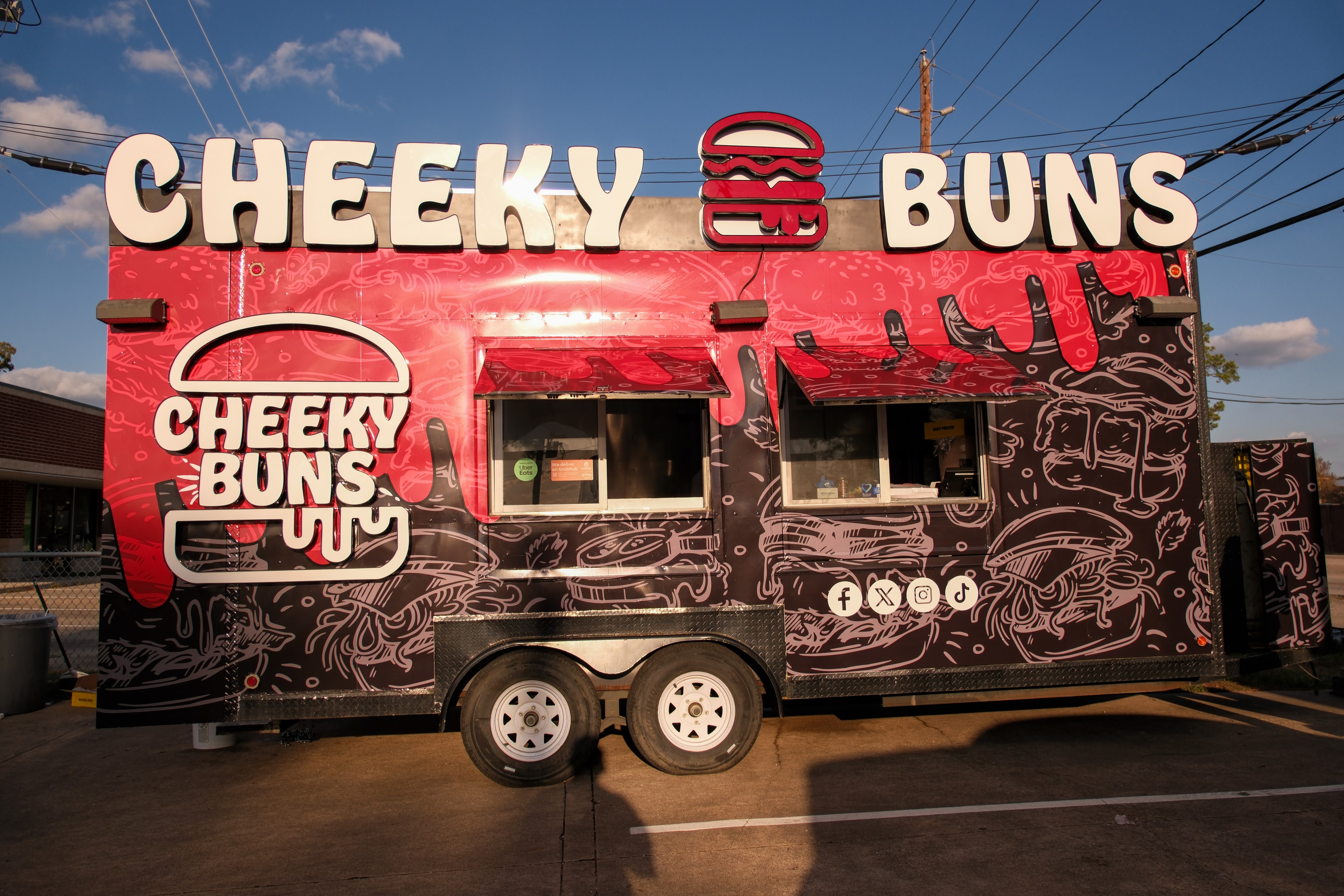 Cheeky Buns Food Truck - Front view with bold branding