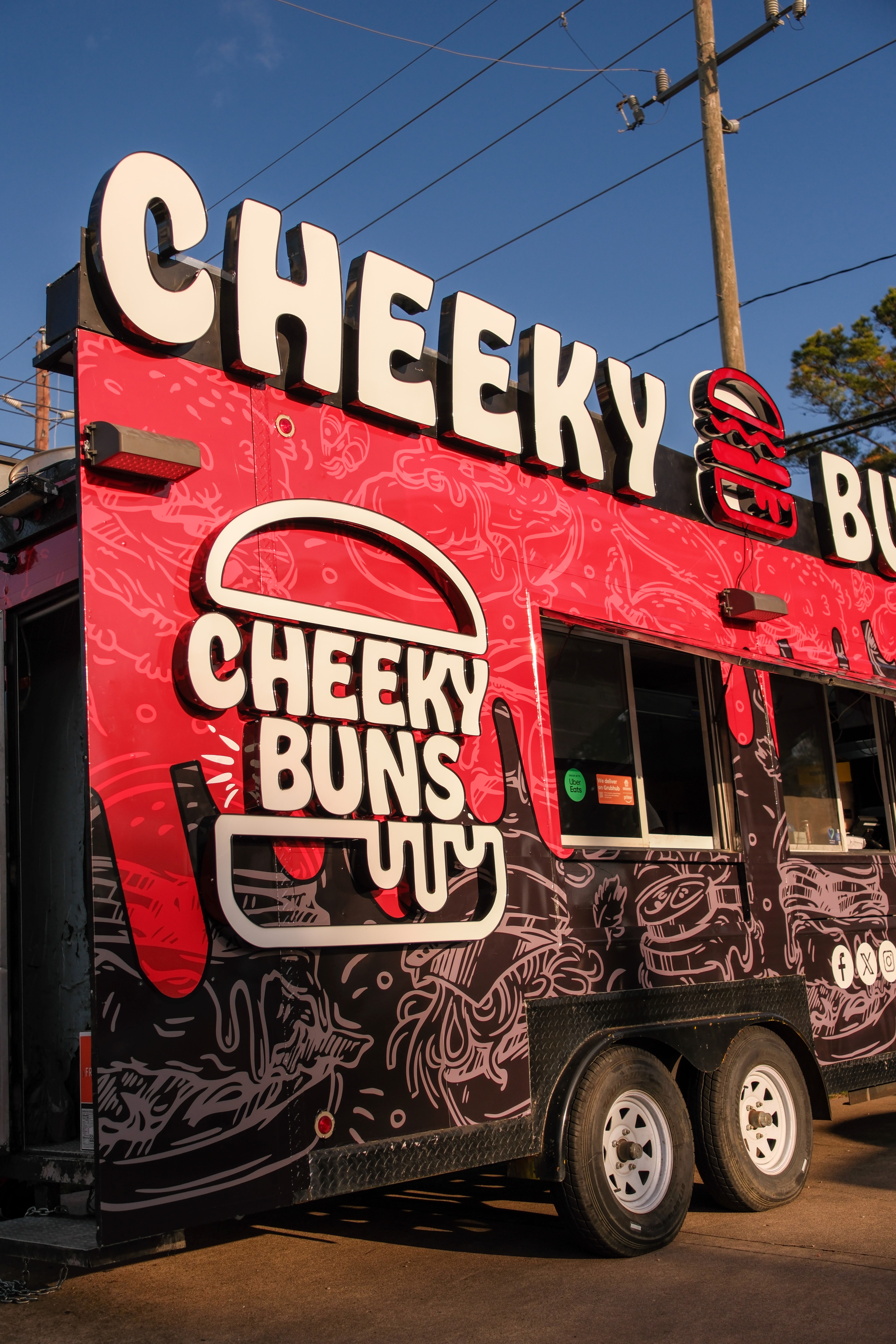 Cheeky Buns Food Truck - Side view showing full branding